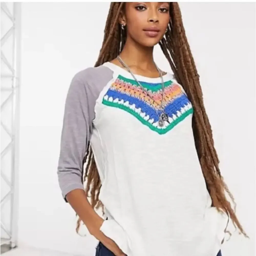 Free People We The Free Spring Bound Crochet Detail Top in size Medium.